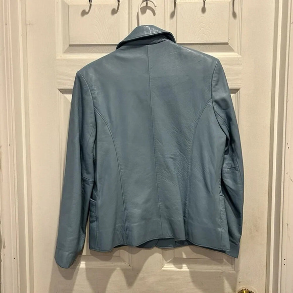 Vintage Ocean West Made In Canada Blue‎ Leather Jacket Blazer Womens Size Medium - Picture 6 of 7